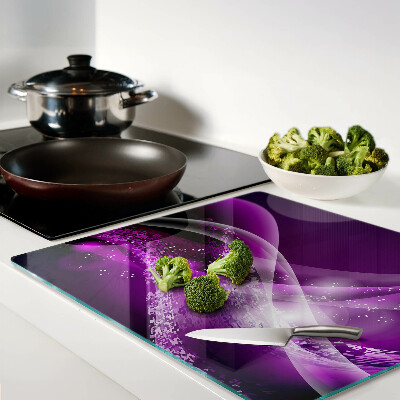 Glass kitchen board Purple waves with light effect
