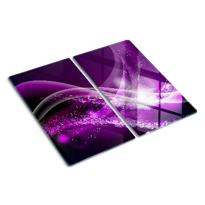Glass kitchen board Purple waves with light effect