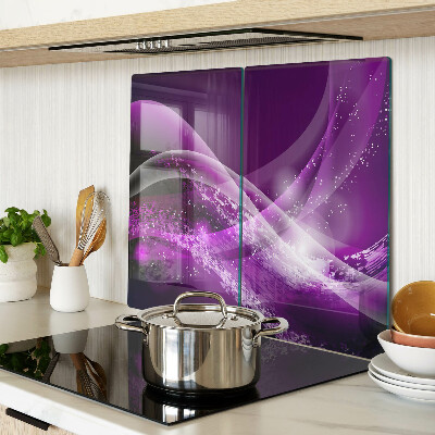 Glass kitchen board Purple waves with light effect