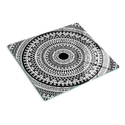 Glass chopping board Mandala in shades of black and white