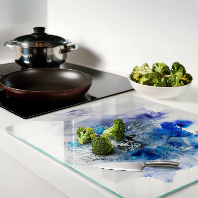Glass chopping board Abstract blue patterns