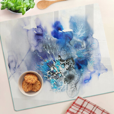 Glass chopping board Abstract blue patterns