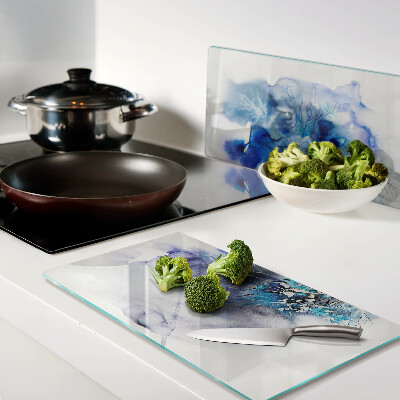Glass chopping board Abstract blue patterns