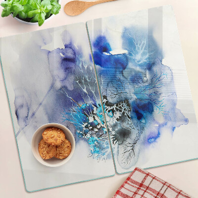 Glass chopping board Abstract blue patterns