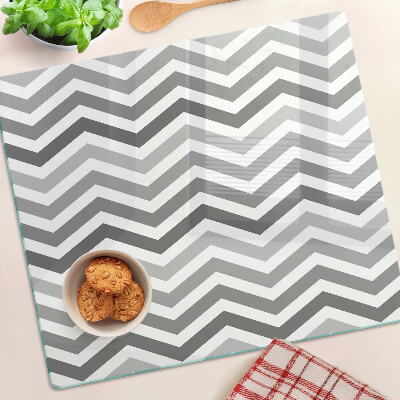 Glass chopping board Zigzags in shades of gray