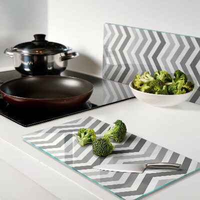 Glass chopping board Zigzags in shades of gray