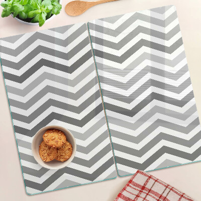 Glass chopping board Zigzags in shades of gray