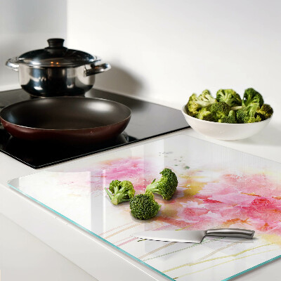 Glass chopping board Floral watercolors in pastel colors