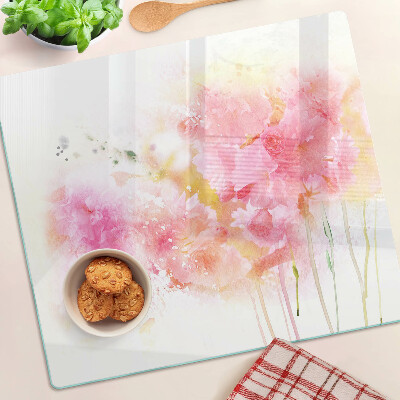 Glass chopping board Floral watercolors in pastel colors