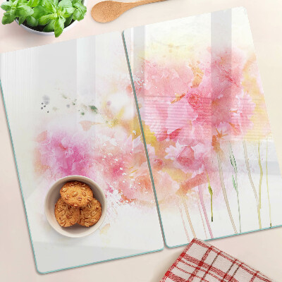 Glass chopping board Floral watercolors in pastel colors