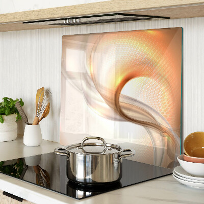 Glass kitchen board Light waves in shades of gold