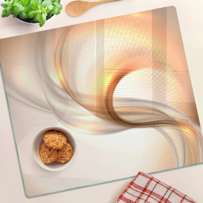 Glass kitchen board Light waves in shades of gold