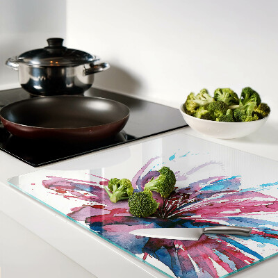 Glass kitchen board Floral watercolors in intense colors