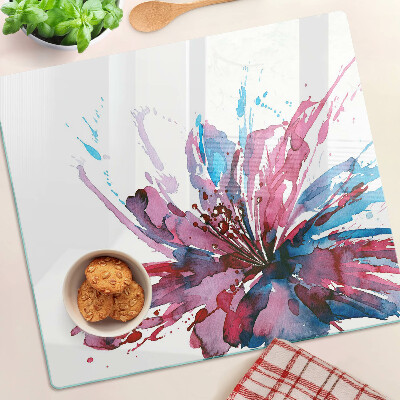 Glass kitchen board Floral watercolors in intense colors
