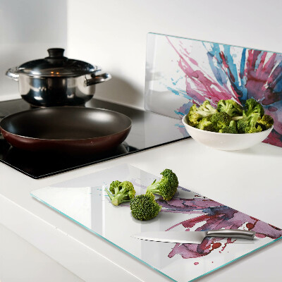 Glass kitchen board Floral watercolors in intense colors