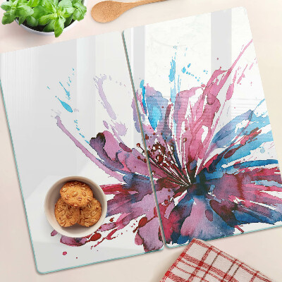 Glass kitchen board Floral watercolors in intense colors