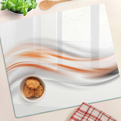Glass chopping board Waves in shades of orange and gray