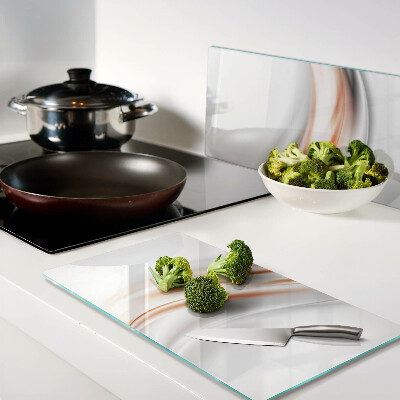 Glass chopping board Waves in shades of orange and gray