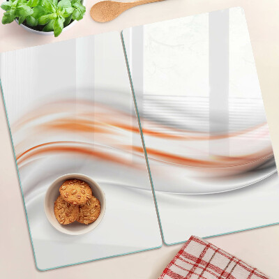 Glass chopping board Waves in shades of orange and gray