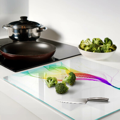Glass chopping board Rainbow waves of colors
