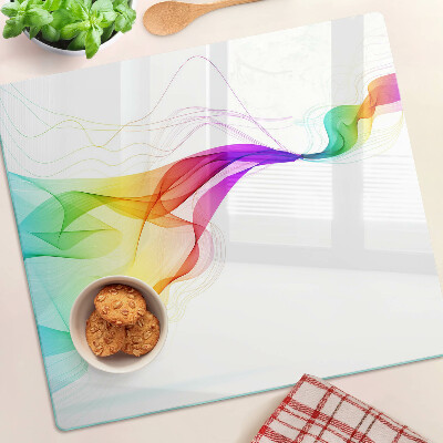 Glass chopping board Rainbow waves of colors