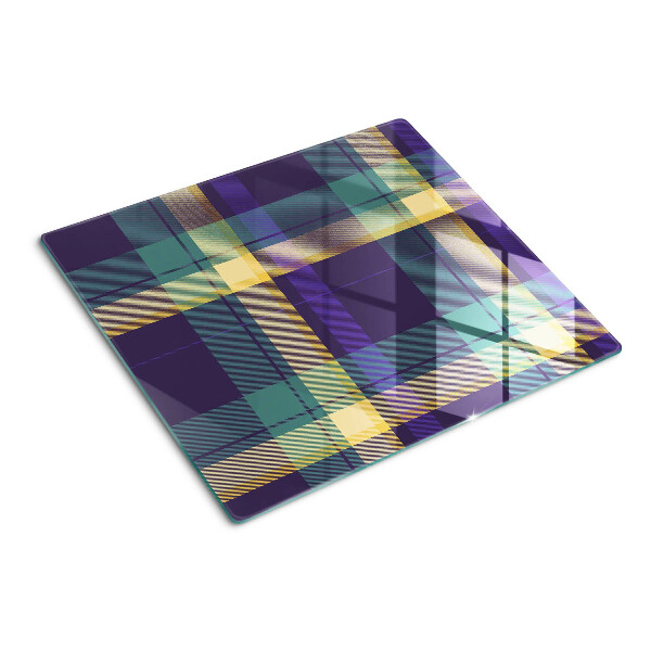Glass chopping board Checkered pattern in shades of purple and green