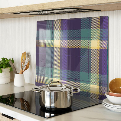 Glass chopping board Checkered pattern in shades of purple and green