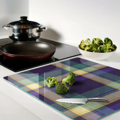 Glass chopping board Checkered pattern in shades of purple and green