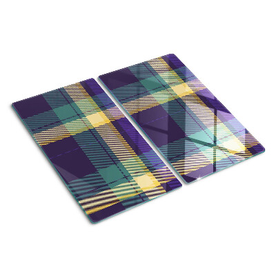 Glass chopping board Checkered pattern in shades of purple and green