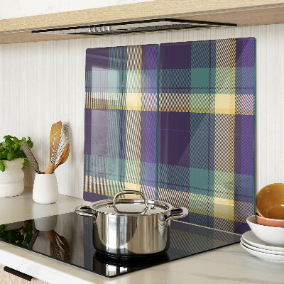 Glass chopping board Checkered pattern in shades of purple and green
