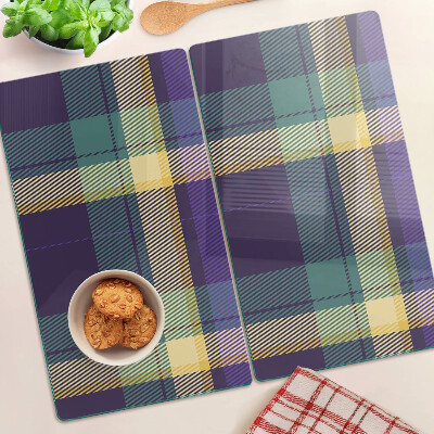 Glass chopping board Checkered pattern in shades of purple and green