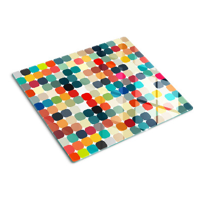 Glass chopping board Colored circles in a grid