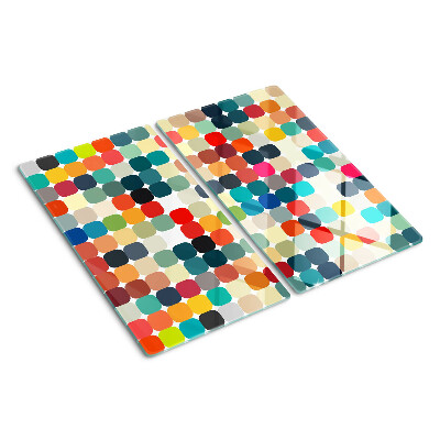 Glass chopping board Colored circles in a grid
