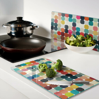 Glass chopping board Colored circles in a grid