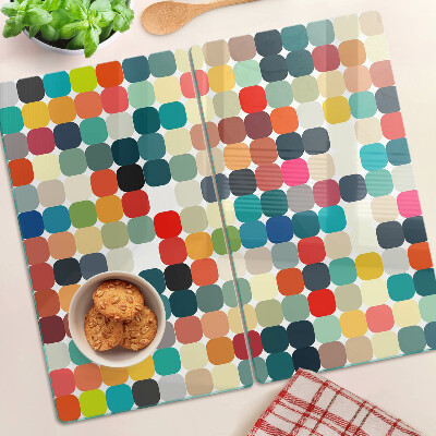 Glass chopping board Colored circles in a grid