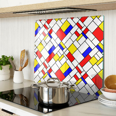 Glass chopping board Geometry in the style of Mondrian