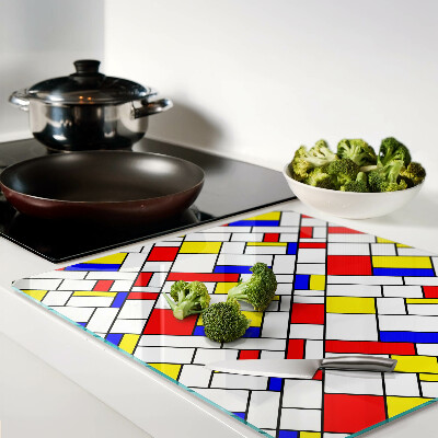 Glass chopping board Geometry in the style of Mondrian