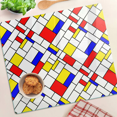 Glass chopping board Geometry in the style of Mondrian