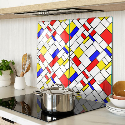 Glass chopping board Geometry in the style of Mondrian