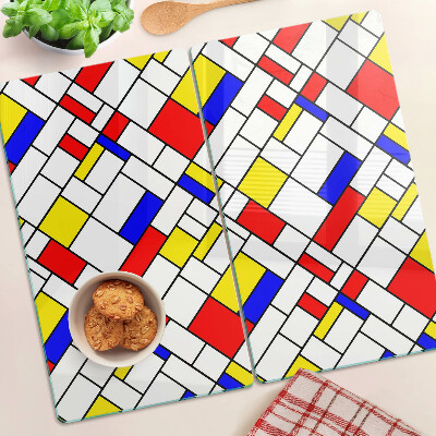 Glass chopping board Geometry in the style of Mondrian
