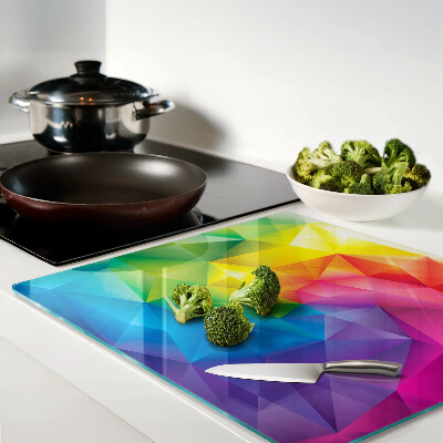 Glass chopping board Colorful geometry in shades of the rainbow