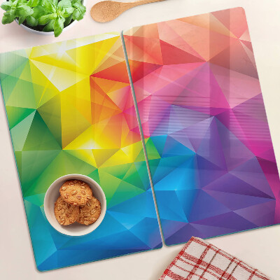 Glass chopping board Colorful geometry in shades of the rainbow