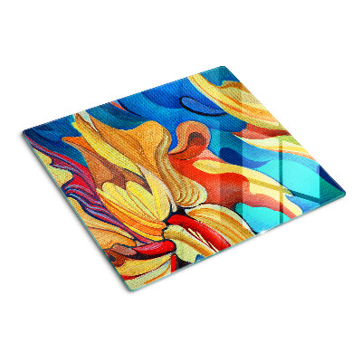 Glass kitchen board Colorful flowers on an abstract background