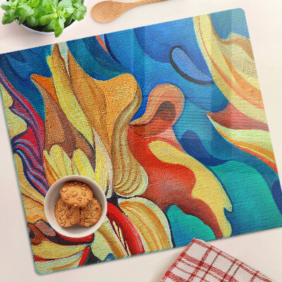 Glass kitchen board Colorful flowers on an abstract background