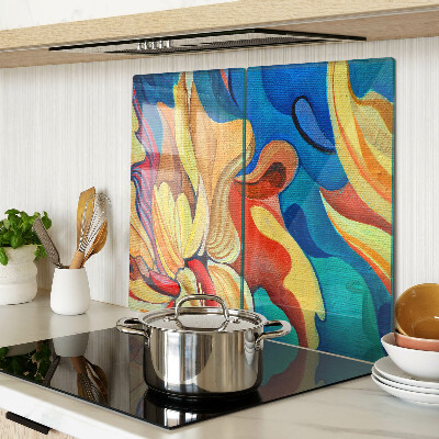 Glass kitchen board Colorful flowers on an abstract background