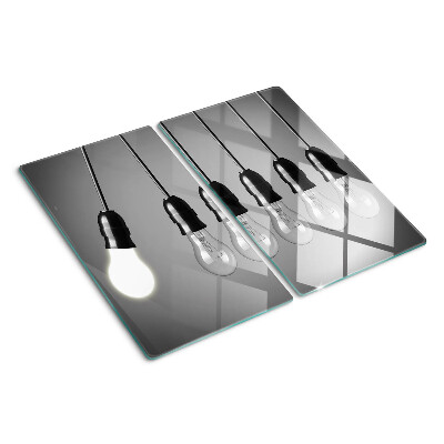 Glass kitchen board Light bulbs on cables