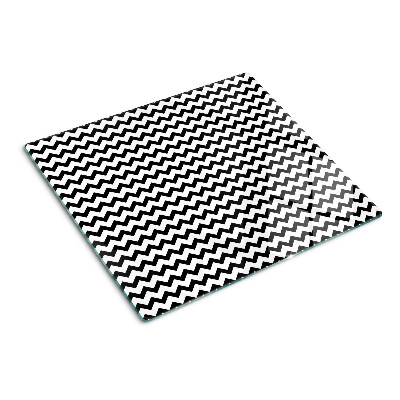 Glass chopping board Zigzags in black and white