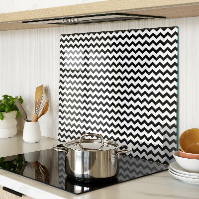 Glass chopping board Zigzags in black and white