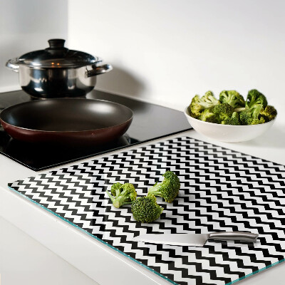 Glass chopping board Zigzags in black and white