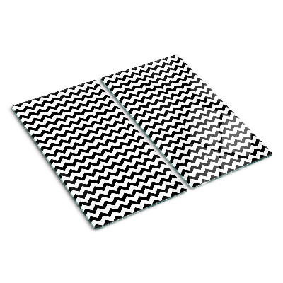 Glass chopping board Zigzags in black and white